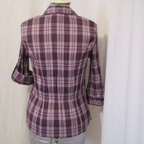 Christopher & Banks Plaid Button Down L - Picture 4 of 8